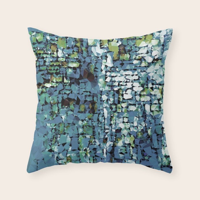 Blue Green Abstract Geometric Low Poly Modern Art Throw Pillow Gallery Image 6