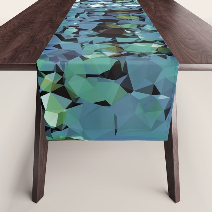 Blue Green Abstract Geometric Low Poly Modern Art Table Runner Gallery Image 1