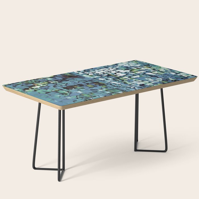 Blue Green Abstract Geometric Low Poly Modern Art Coffee Table Gallery Image 1