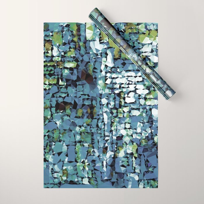 Blue Green Abstract Geometric Low Poly Modern Art Wrapping Paper Gallery Image 1