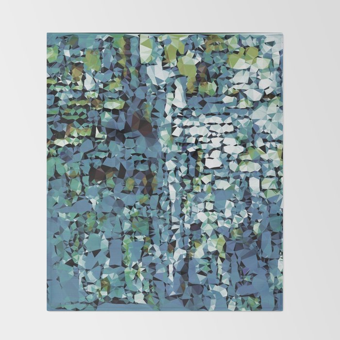 Blue Green Abstract Geometric Low Poly Modern Art Throw Blanket Gallery Image 2