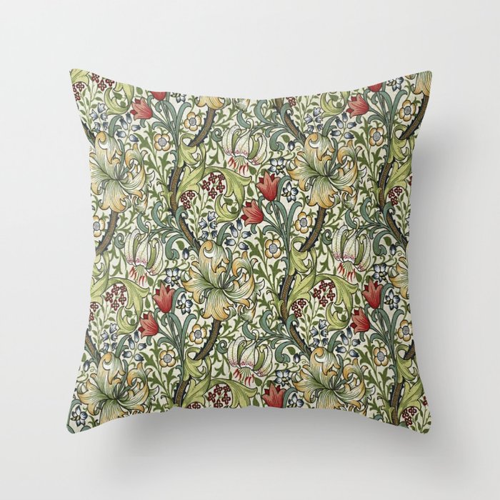 William Morris honeysucklea, Morris floral , No.4, Throw Pillow Gallery Image 1