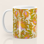 Orange, Pink Flowers and Green Leaves 1960s Retro Vintage Pattern Coffee Mug Gallery Image 3