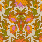 Orange, Pink Flowers and Green Leaves 1960s Retro Vintage Pattern Coffee Mug Gallery Image 2