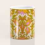 Orange, Pink Flowers and Green Leaves 1960s Retro Vintage Pattern Coffee Mug Gallery Image 4