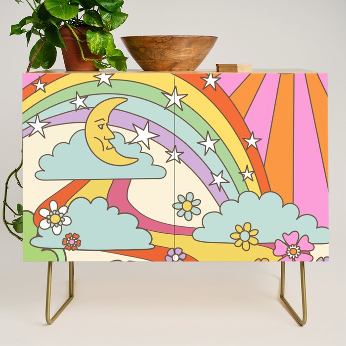 retro hippie boho print  Credenza Gallery Image 1