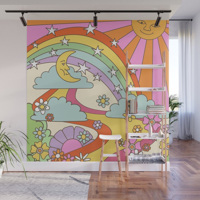 retro hippie boho print  Wall Mural Gallery Image 1