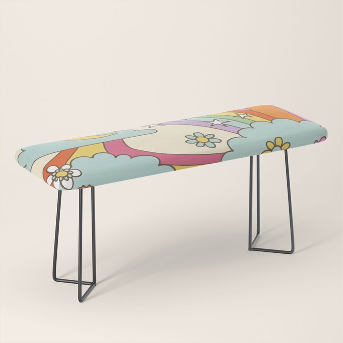 retro hippie boho print  Bench Gallery Image 1
