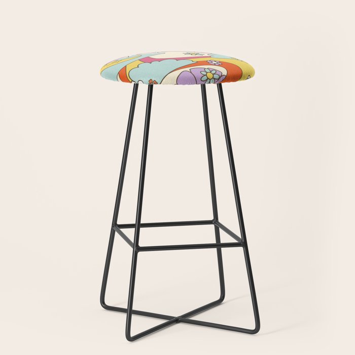 retro hippie boho print  Stool Gallery Image 1
