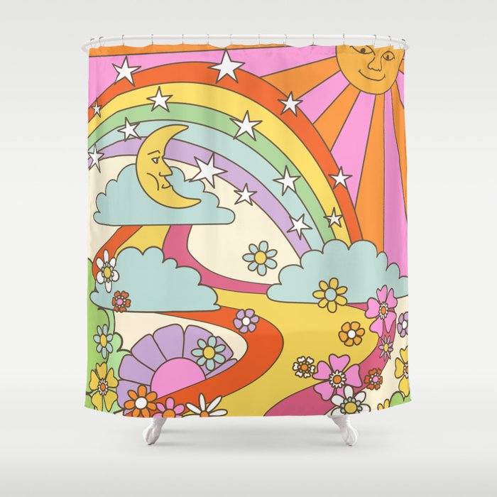 retro hippie boho print  Shower Curtain