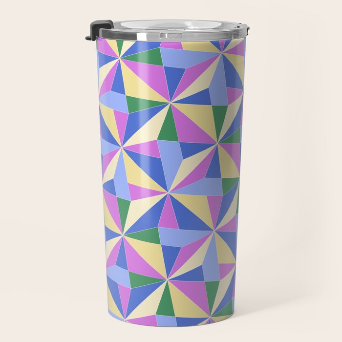 Kaleidoscope Tile Pattern VII Colorful Bright 90s Travel Mug Gallery Image 3