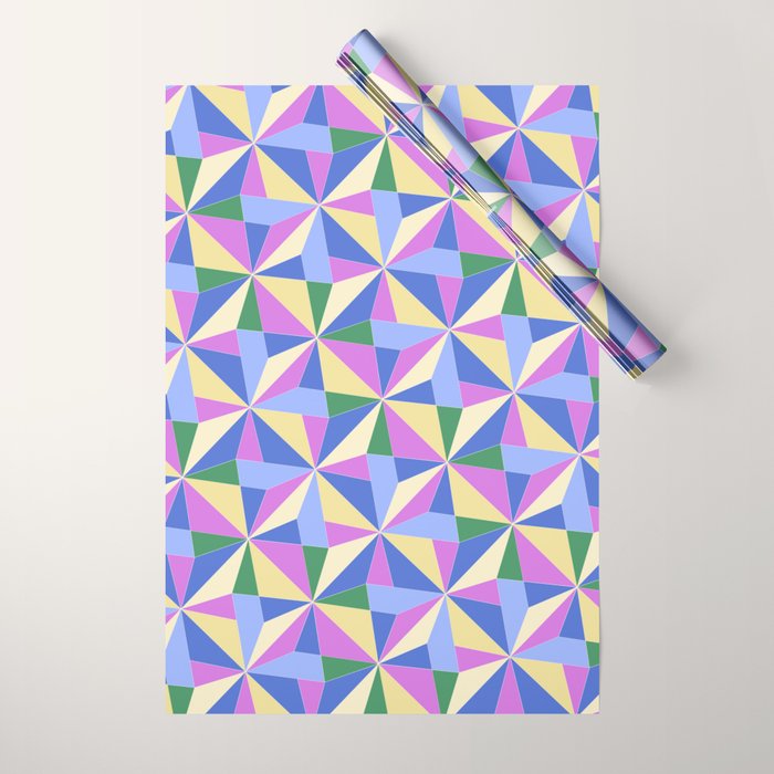 Kaleidoscope Tile Pattern VII Colorful Bright 90s Wrapping Paper Gallery Image 1