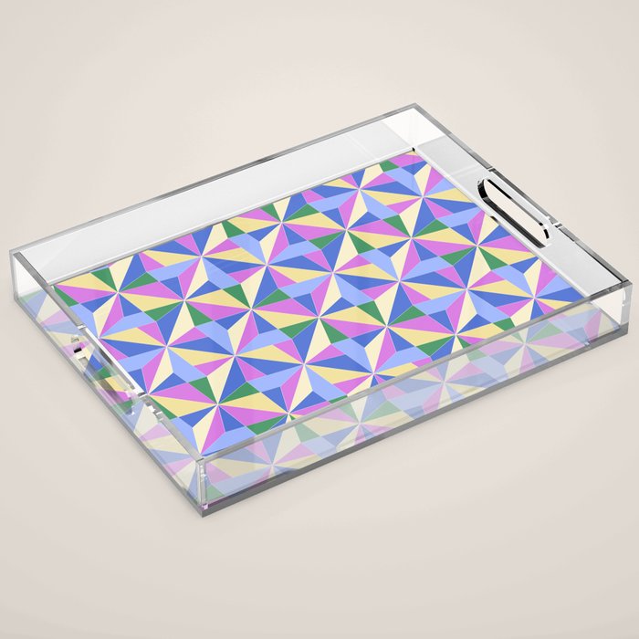 Kaleidoscope Tile Pattern VII Colorful Bright 90s Acrylic Tray Gallery Image 1