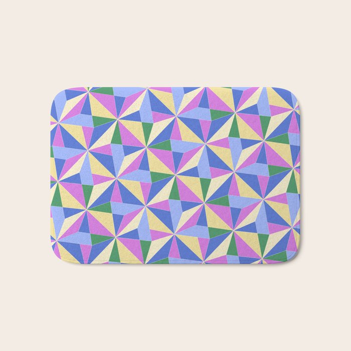 Kaleidoscope Tile Pattern VII Colorful Bright 90s Bath Mat Gallery Image 1