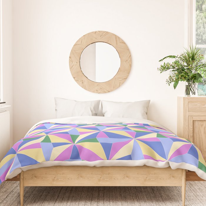 Kaleidoscope Tile Pattern VII Colorful Bright 90s Duvet Cover Gallery Image 3