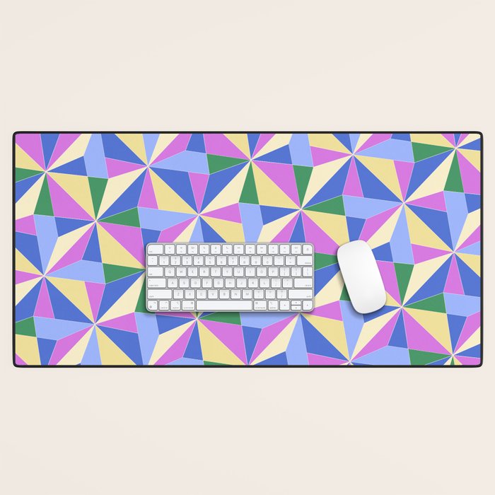 Kaleidoscope Tile Pattern VII Colorful Bright 90s Desk Mat Gallery Image 1
