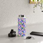 Kaleidoscope Tile Pattern VII Colorful Bright 90s Water Bottle Gallery Image 4