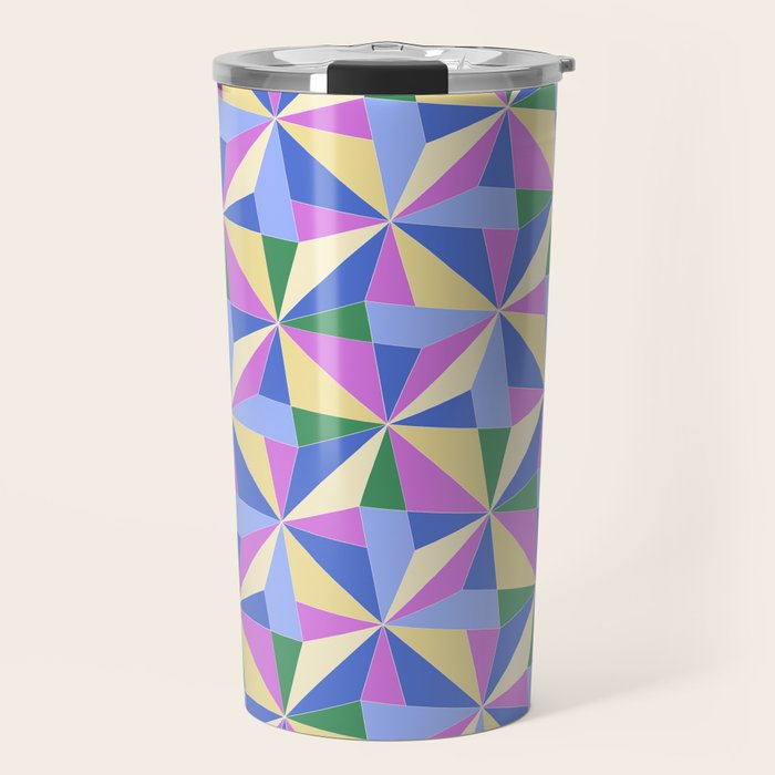 Kaleidoscope Tile Pattern VII Colorful Bright 90s Travel Mug Gallery Image 1
