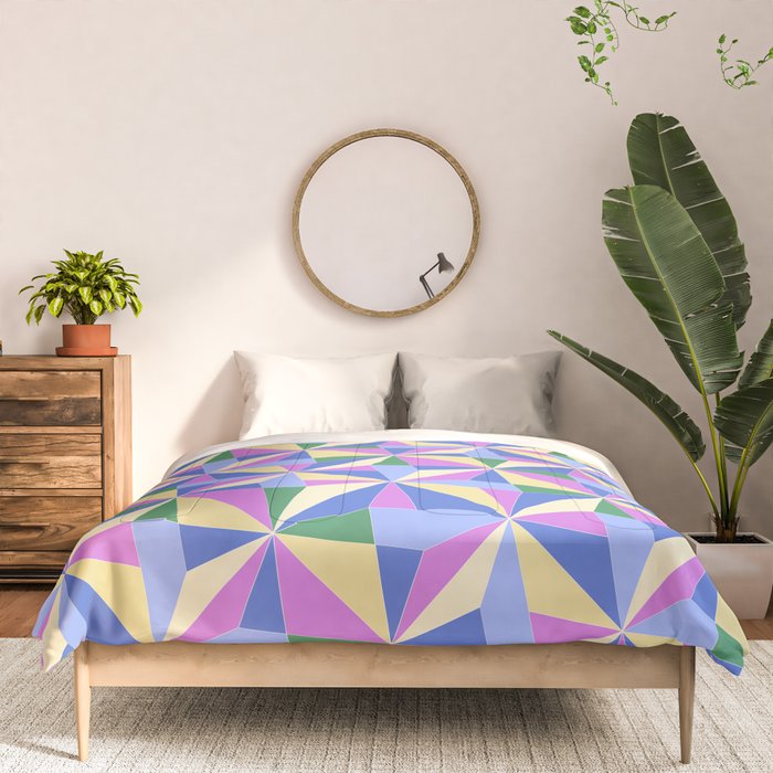 Kaleidoscope Tile Pattern VII Colorful Bright 90s Comforter Gallery Image 3