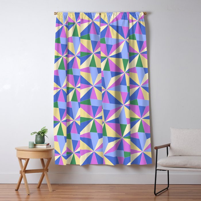 Kaleidoscope Tile Pattern VII Colorful Bright 90s Window Curtain Gallery Image 5