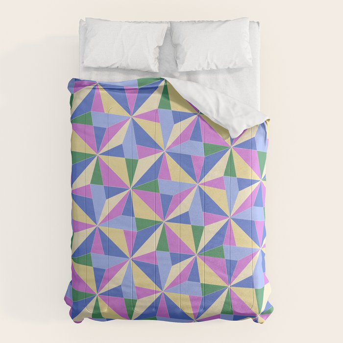 Kaleidoscope Tile Pattern VII Colorful Bright 90s Comforter Gallery Image 6