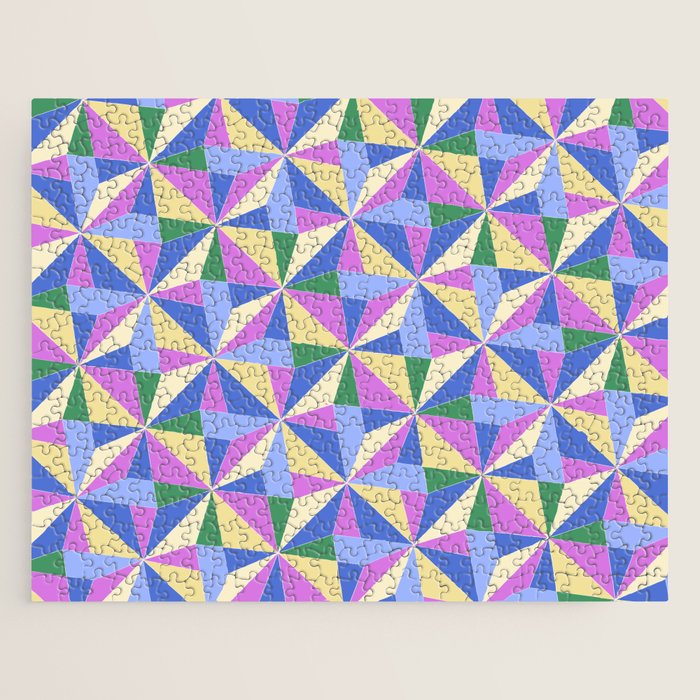 Kaleidoscope Tile Pattern VII Colorful Bright 90s Jigsaw Puzzle Gallery Image 1