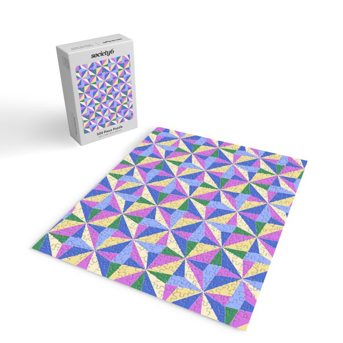 Kaleidoscope Tile Pattern VII Colorful Bright 90s Jigsaw Puzzle Gallery Image 2