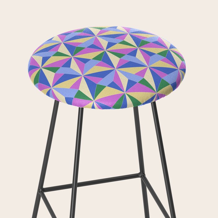 Kaleidoscope Tile Pattern VII Colorful Bright 90s Stool Gallery Image 2