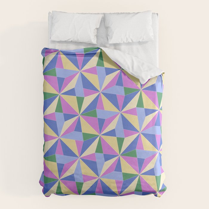 Kaleidoscope Tile Pattern VII Colorful Bright 90s Duvet Cover Gallery Image 6