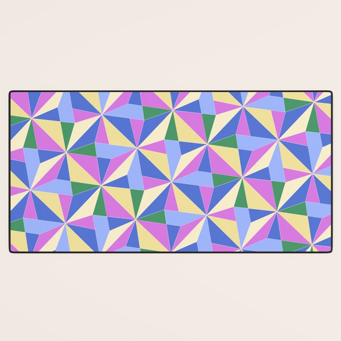 Kaleidoscope Tile Pattern VII Colorful Bright 90s Desk Mat Gallery Image 3