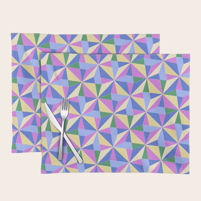 Kaleidoscope Tile Pattern VII Colorful Bright 90s Placemat Gallery Image 1