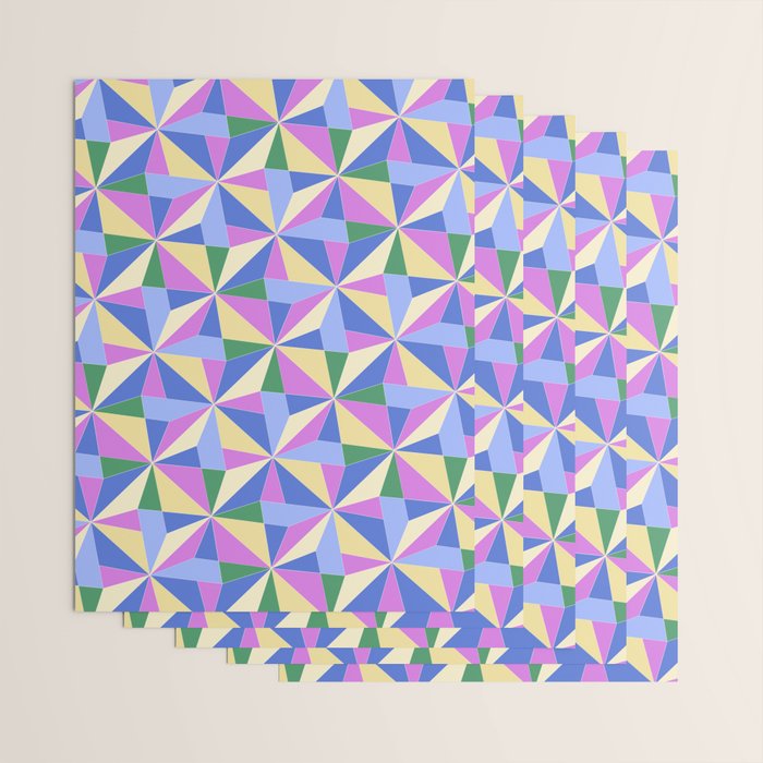 Kaleidoscope Tile Pattern VII Colorful Bright 90s Wrapping Paper Gallery Image 3