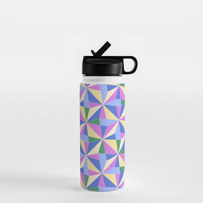 Kaleidoscope Tile Pattern VII Colorful Bright 90s Water Bottle Gallery Image 1