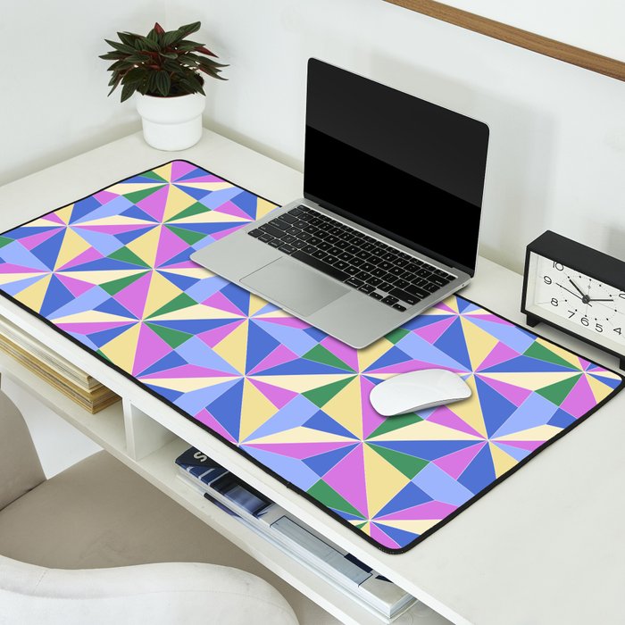 Kaleidoscope Tile Pattern VII Colorful Bright 90s Desk Mat Gallery Image 2