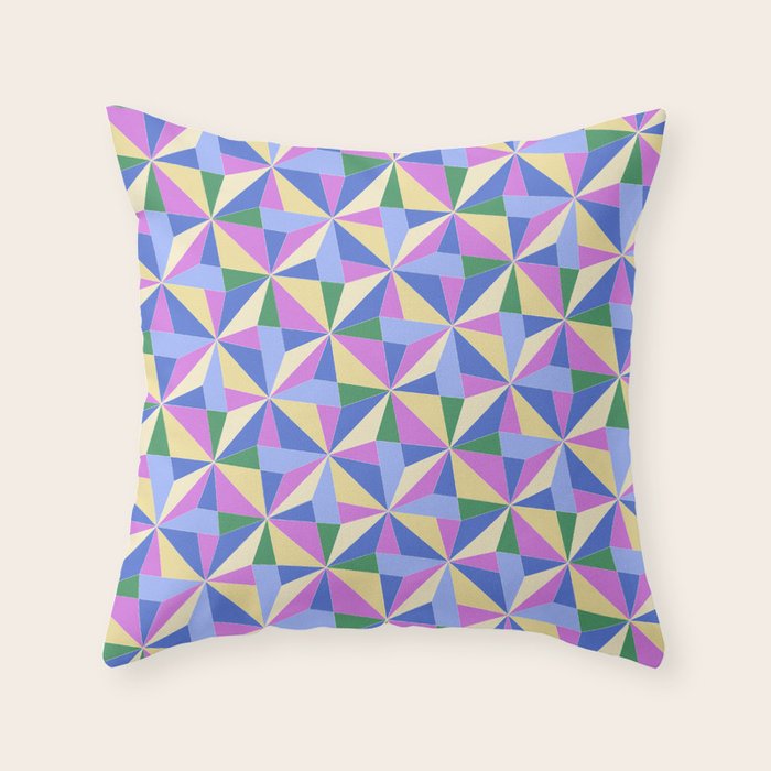 Kaleidoscope Tile Pattern VII Colorful Bright 90s Throw Pillow Gallery Image 6