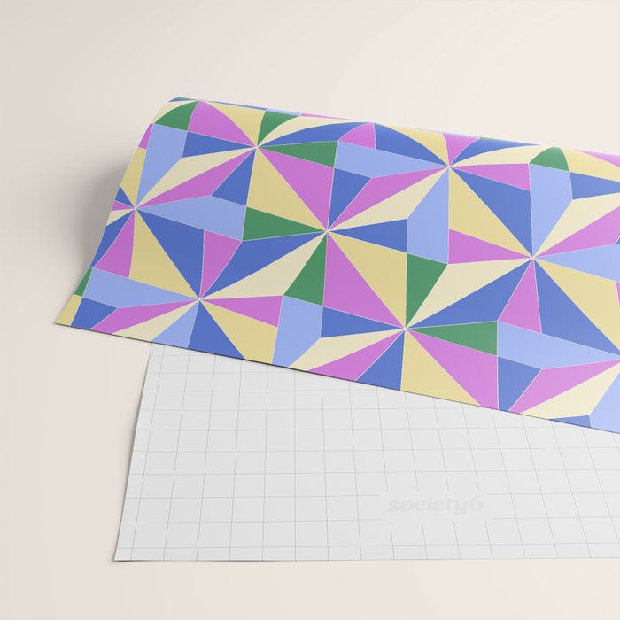 Kaleidoscope Tile Pattern VII Colorful Bright 90s Wrapping Paper Gallery Image 2