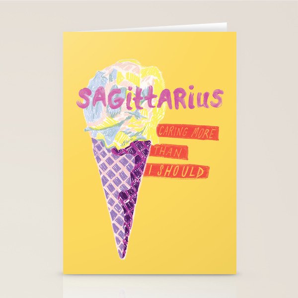 Sagittarius Cares in Sunshine Yellow | Zodiac Series  Stationery Card Gallery Image 2