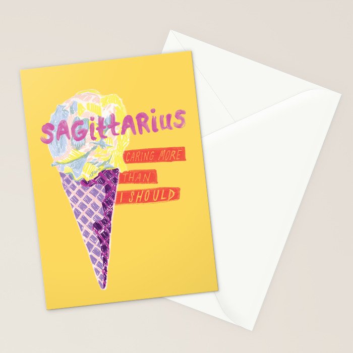 Sagittarius Cares in Sunshine Yellow | Zodiac Series  Stationery Card Gallery Image 2
