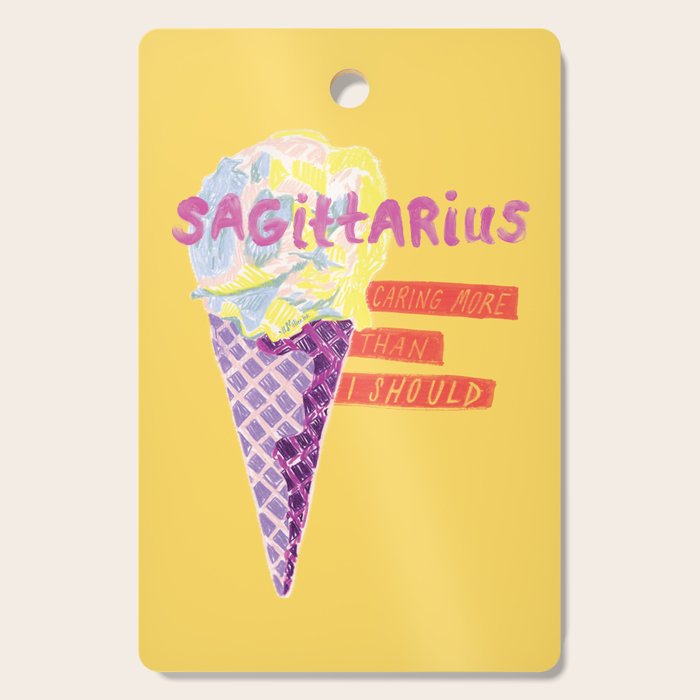Sagittarius Cares in Sunshine Yellow | Zodiac Series  Cutting Board Gallery Image 1