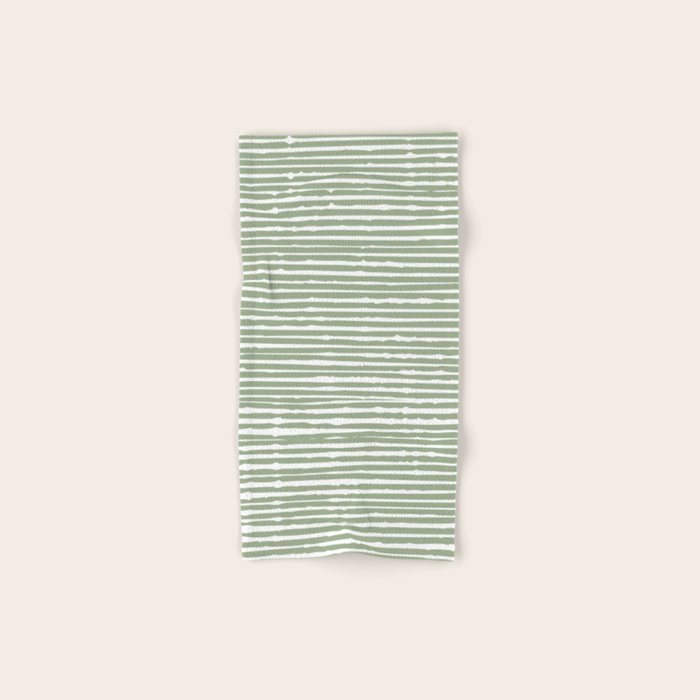Abstract Stripes, Sage Green, Boho Wall Art Hand & Bath Towel Gallery Image 1