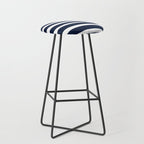 Ocean Stripes, Modern, Abstract, Navy Blue and White Stool Gallery Image 1