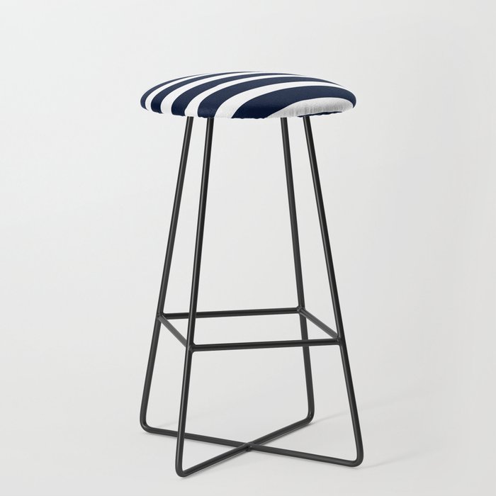 Ocean Stripes, Modern, Abstract, Navy Blue and White Stool Gallery Image 1