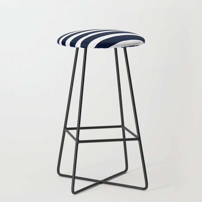 Ocean Stripes, Modern, Abstract, Navy Blue and White Stool Gallery Image 1