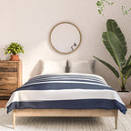 Ocean Stripes, Modern, Abstract, Navy Blue and White Comforter Gallery Image 3