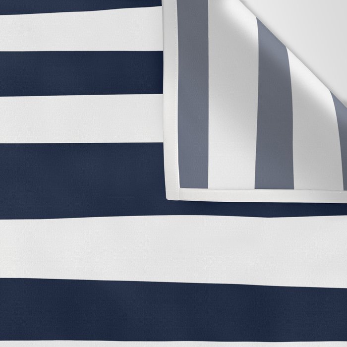 Ocean Stripes, Modern, Abstract, Navy Blue and White Wall Tapestry Gallery Image 3