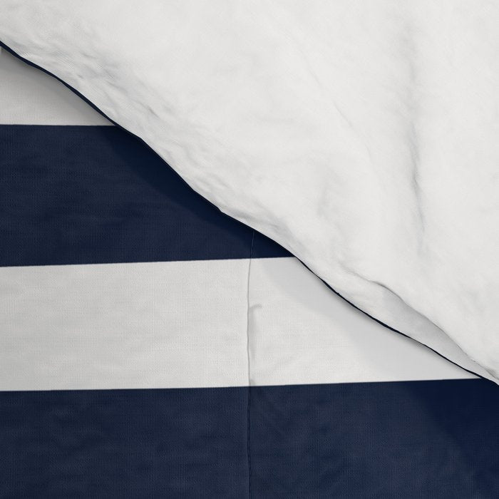 Ocean Stripes, Modern, Abstract, Navy Blue and White Comforter Gallery Image 4