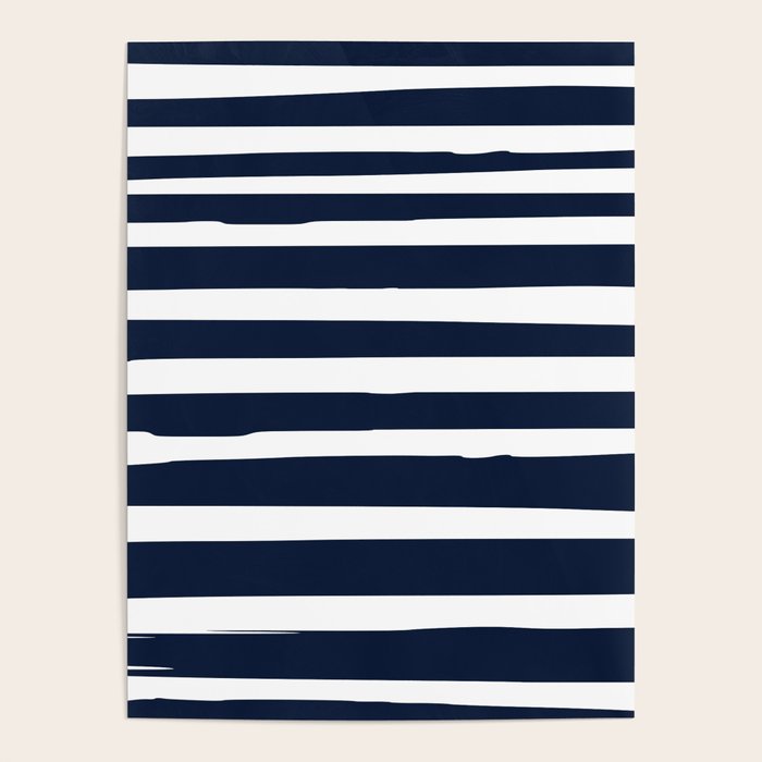Ocean Stripes, Modern, Abstract, Navy Blue and White Poster Gallery Image 4