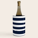 Ocean Stripes, Modern, Abstract, Navy Blue and White Wine Chiller Gallery Image 3