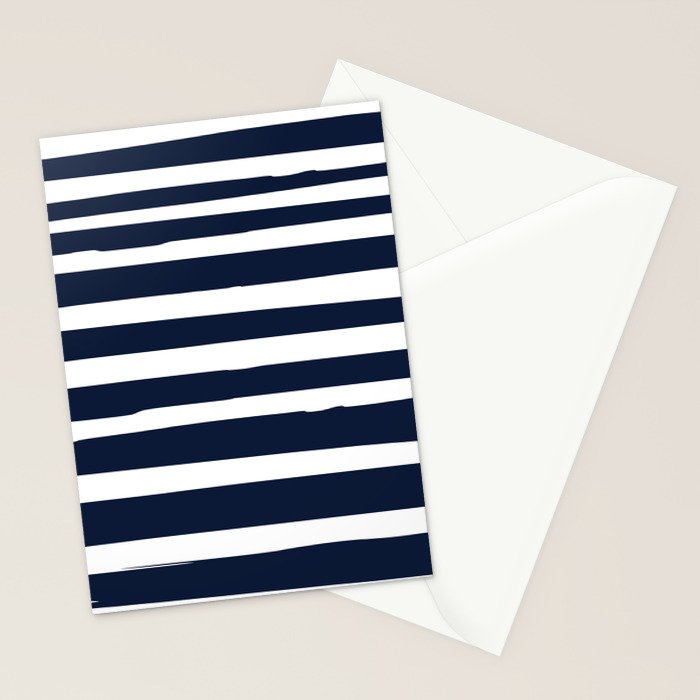 Ocean Stripes, Modern, Abstract, Navy Blue and White Stationery Card Gallery Image 2