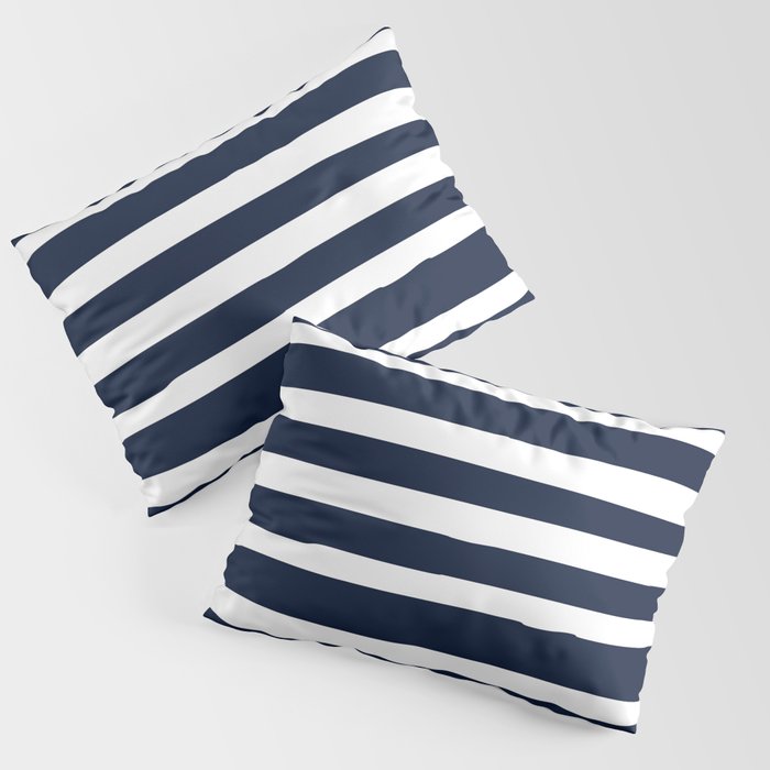 Ocean Stripes, Modern, Abstract, Navy Blue and White Pillow Sham Gallery Image 3
